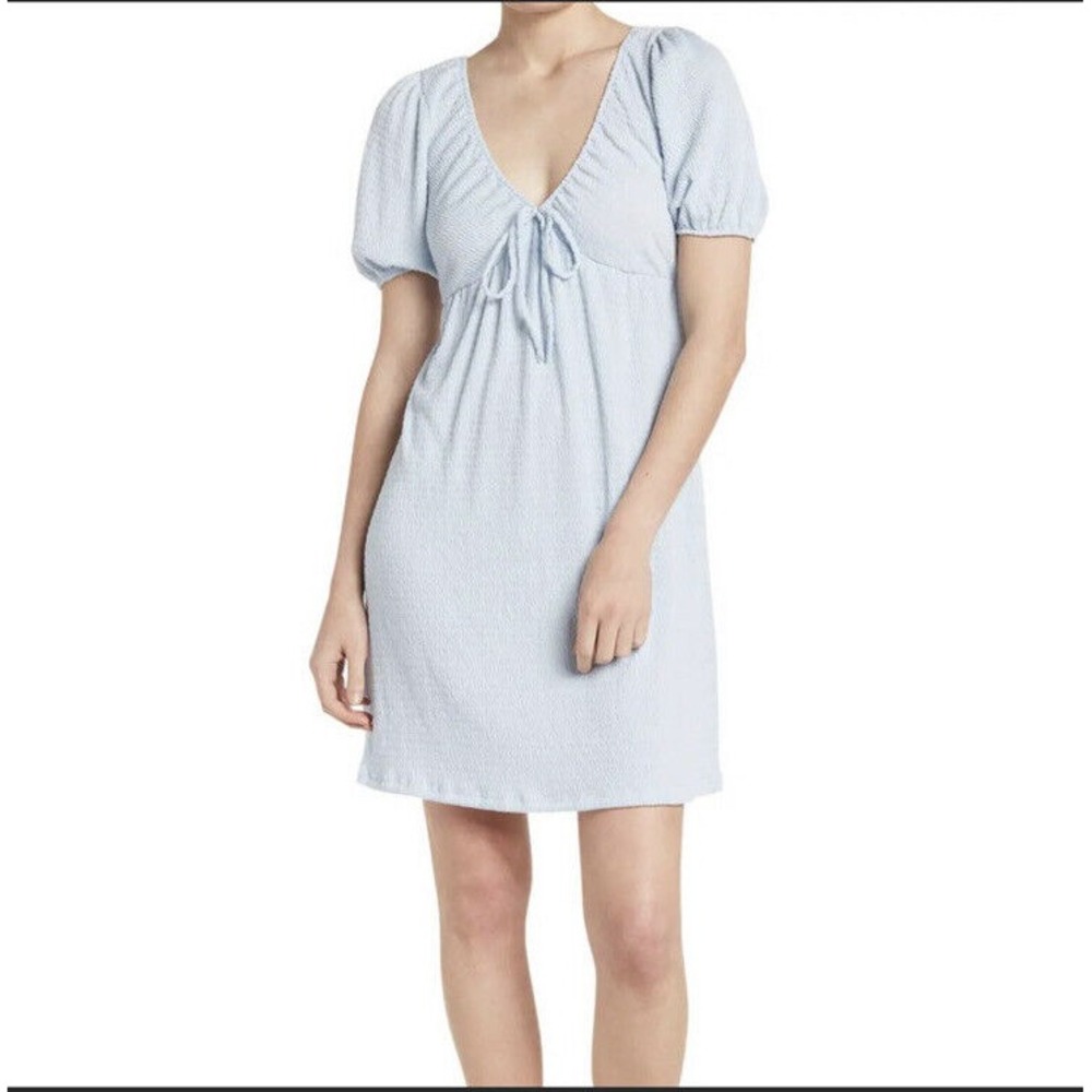 Good Luck‎ Gem Dress Womens Medium Blue V Neck Mini Smocked Summer Dress New